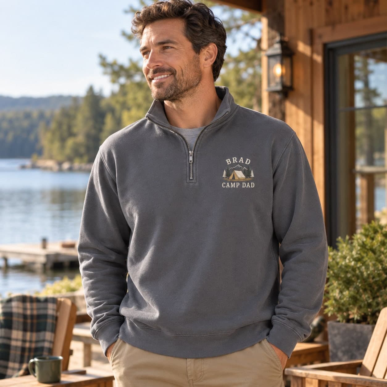 Custom Pigment-Dyed Quarter-Zip Pullover with Your Photo or Text