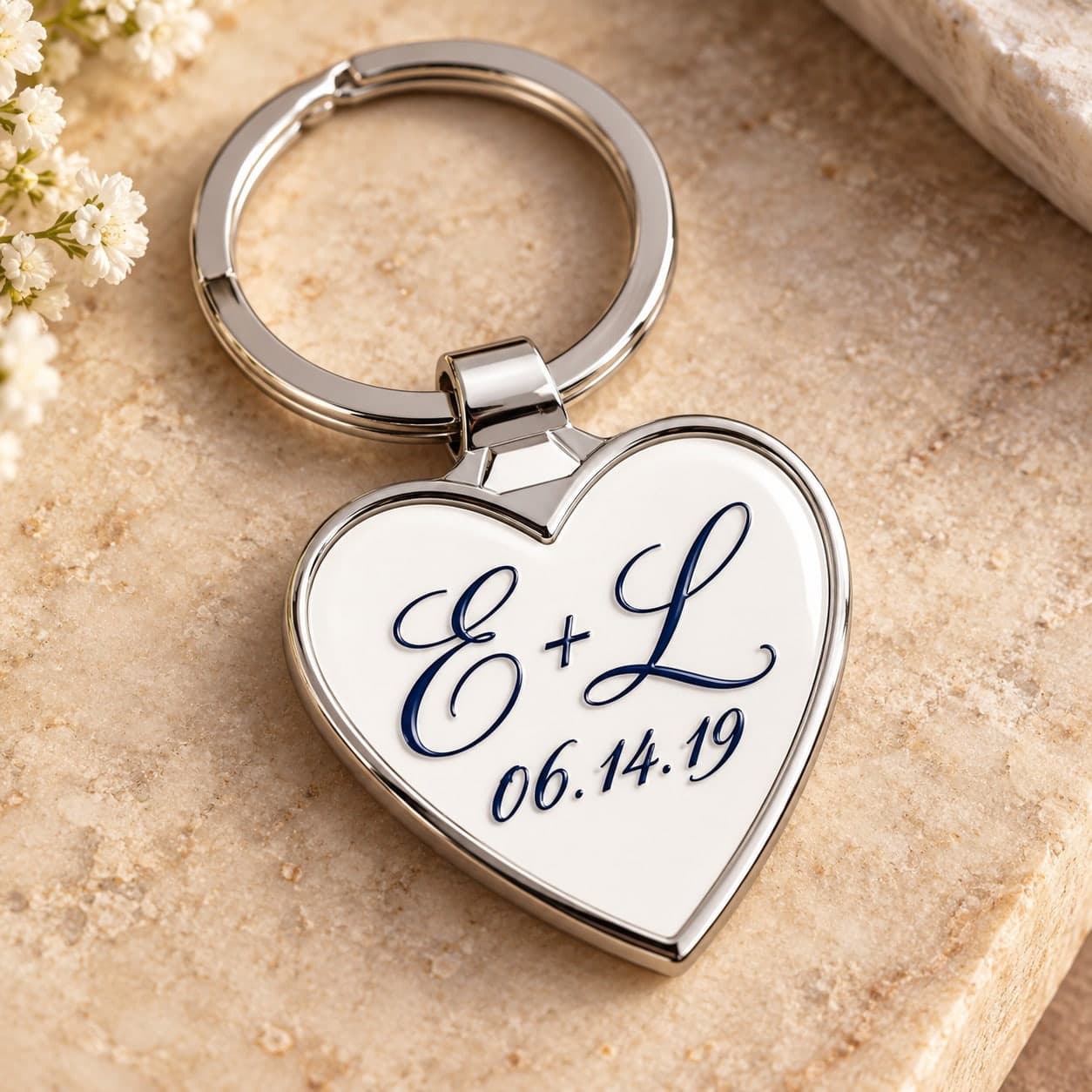 Custom Stainless Steel Heart Keychain with Your Photo or Text