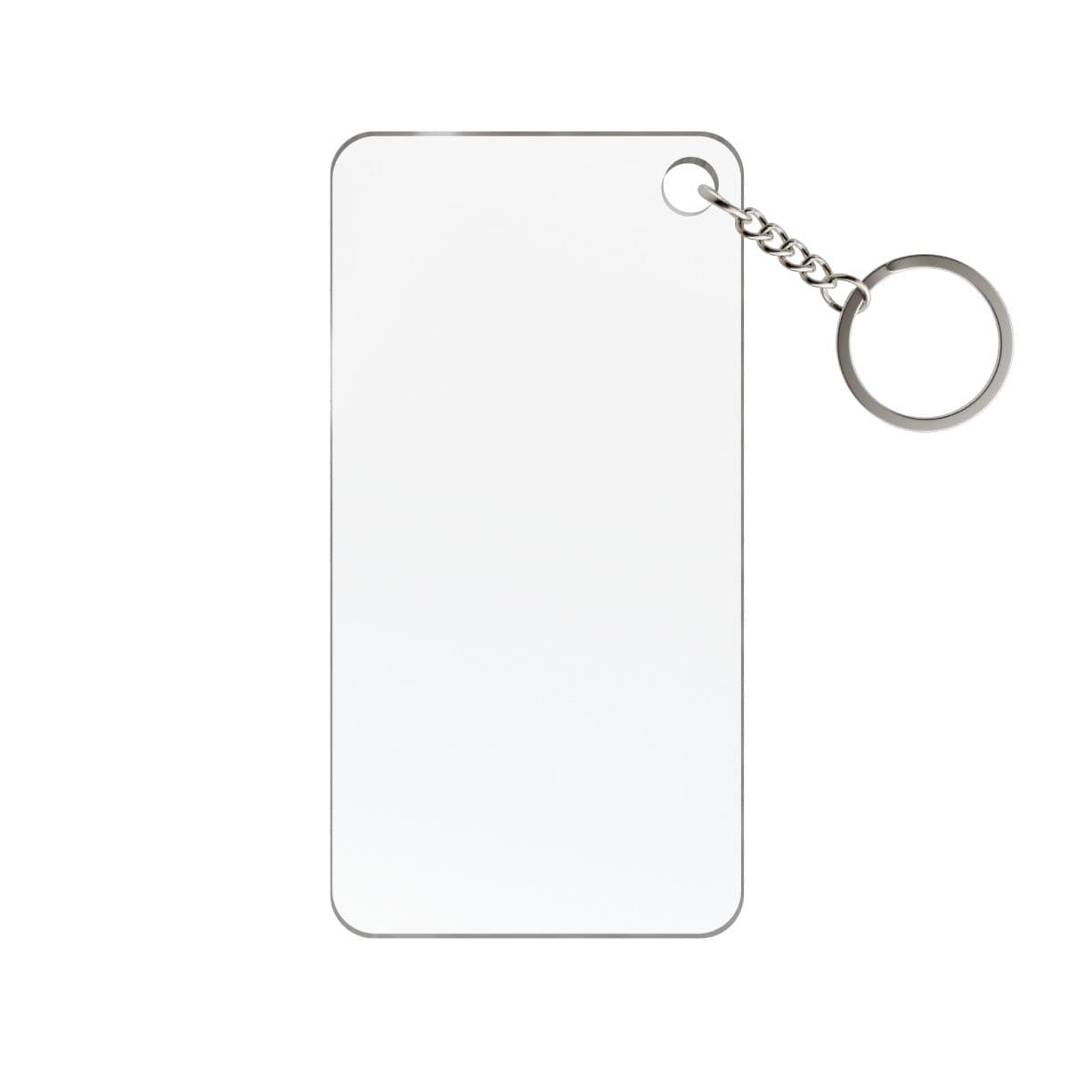 Plain transparent single-sided printed keychain charm, front view