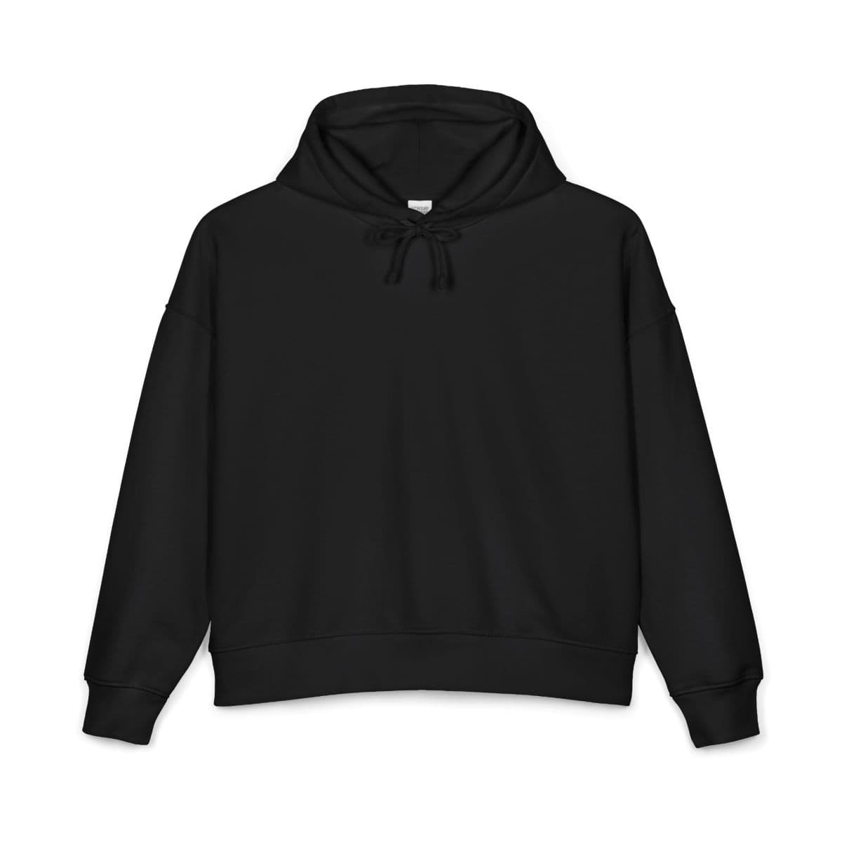 Plain black women's organic mid-weight nora hoodie, front view