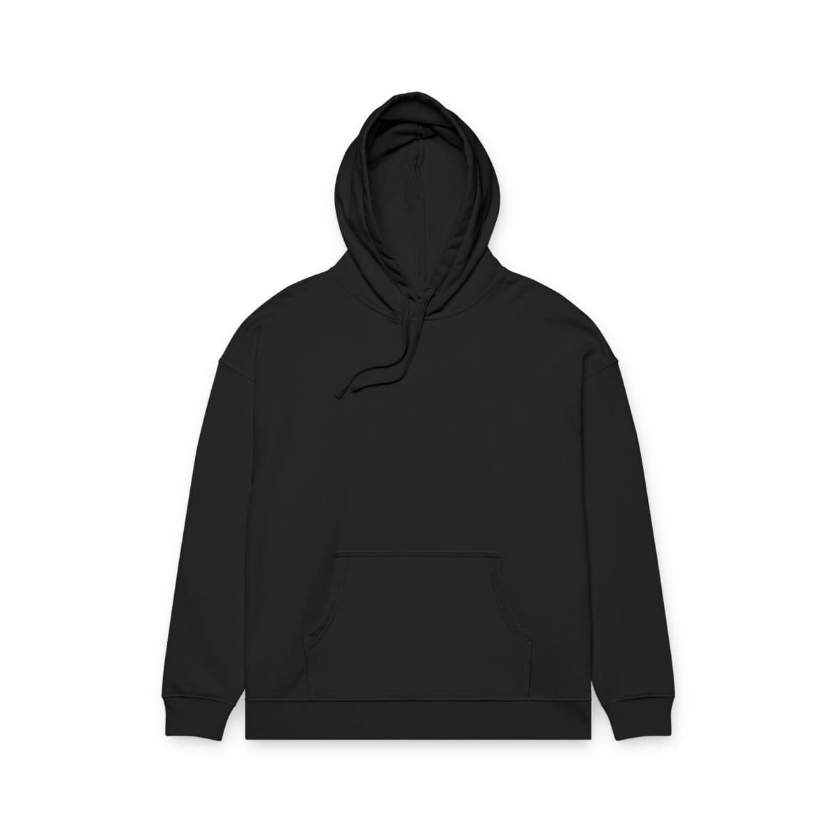 Plain black unisex organic relaxed slammer hoodie, front view