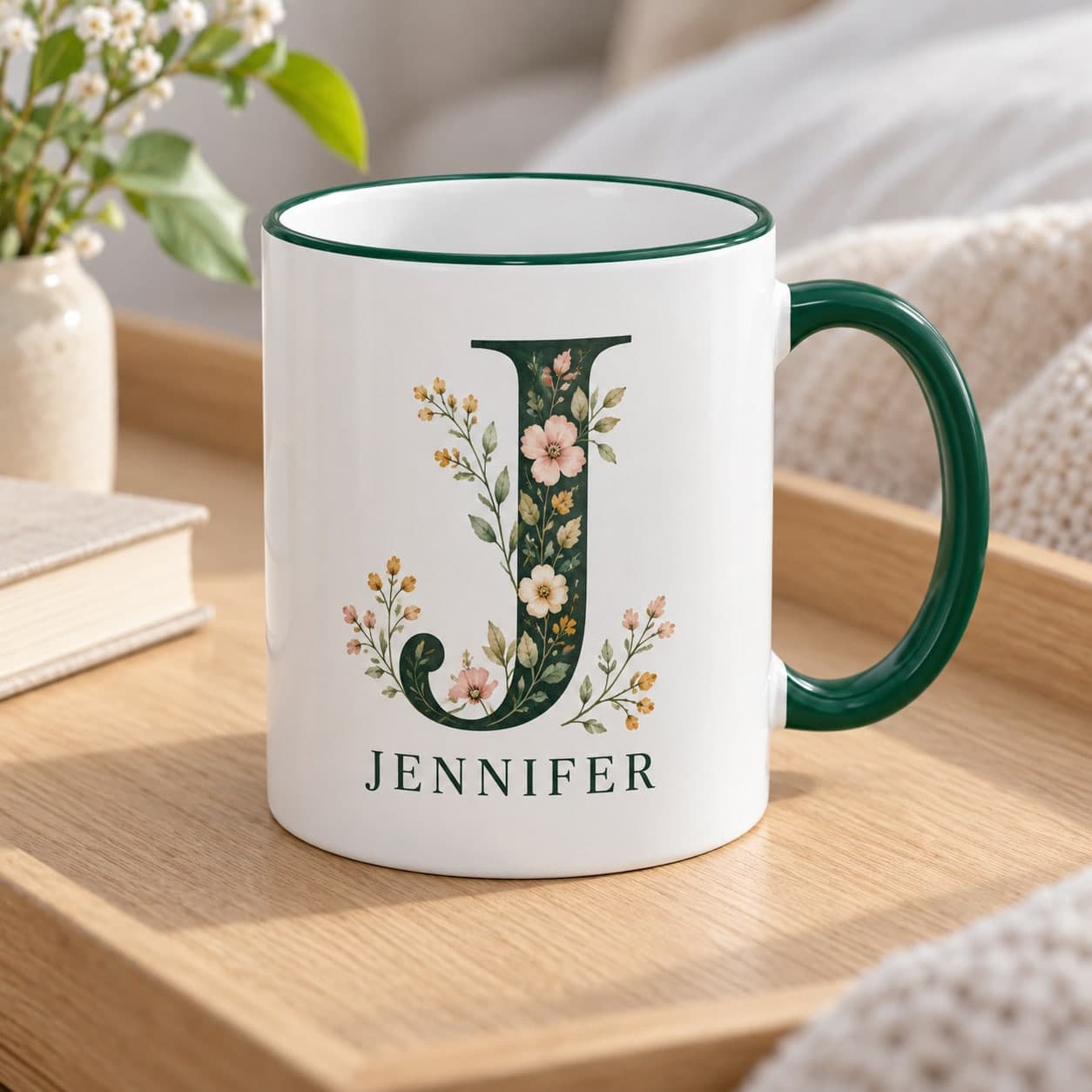 Custom Accent Rim and Handle Ceramic Mug with Your Photo or Text