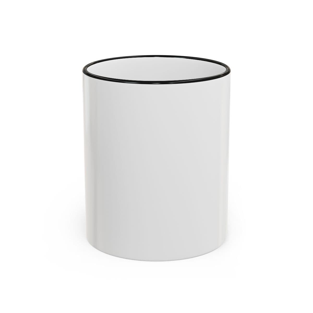 Plain black accent rim & handle mug (11oz, 15oz), front view