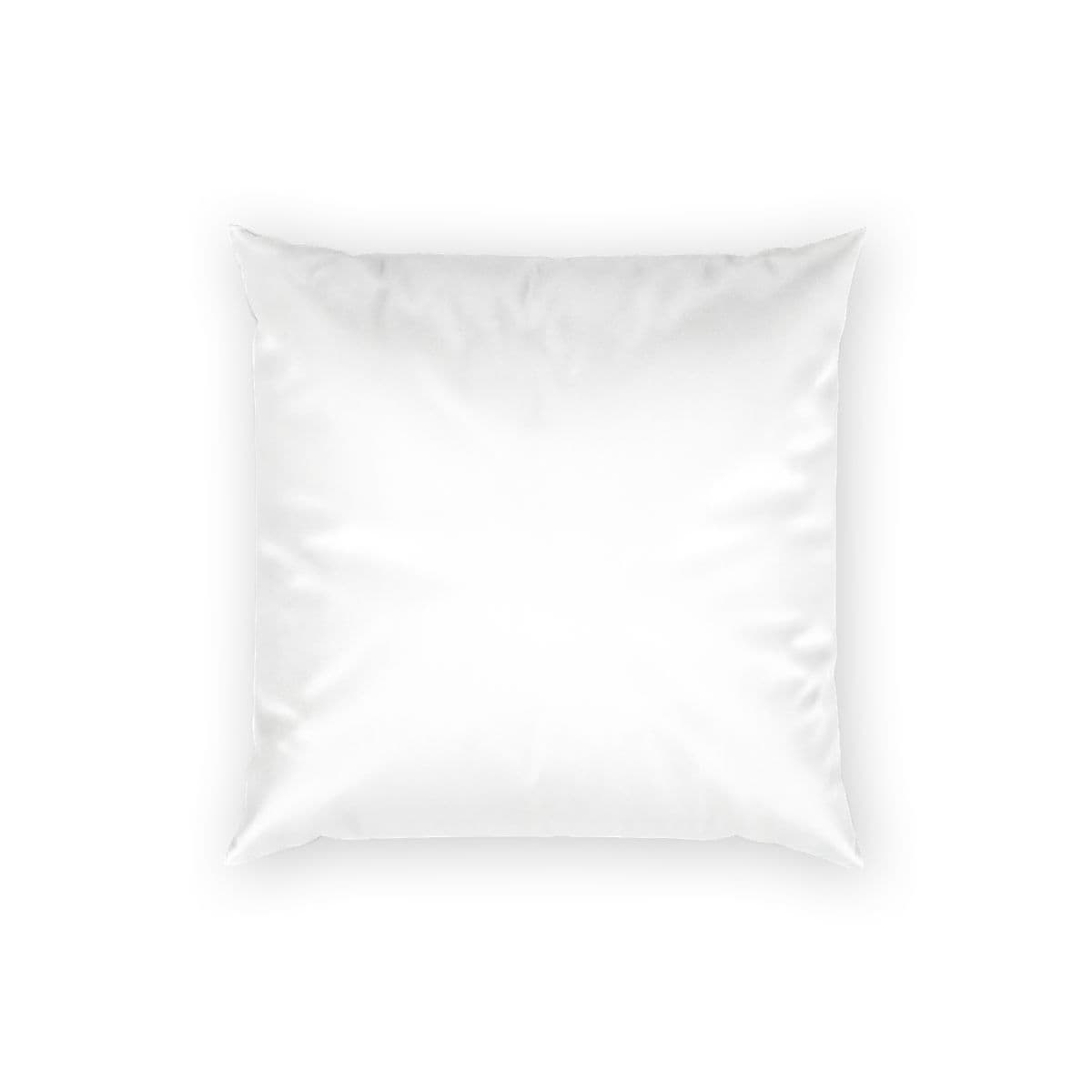 Plain white poly velvet pillow, front view