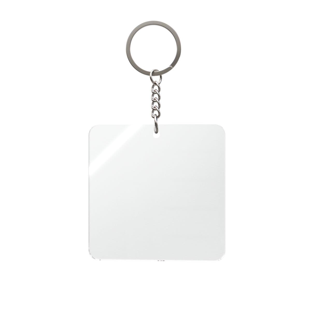 Plain transparent square keychain, front view