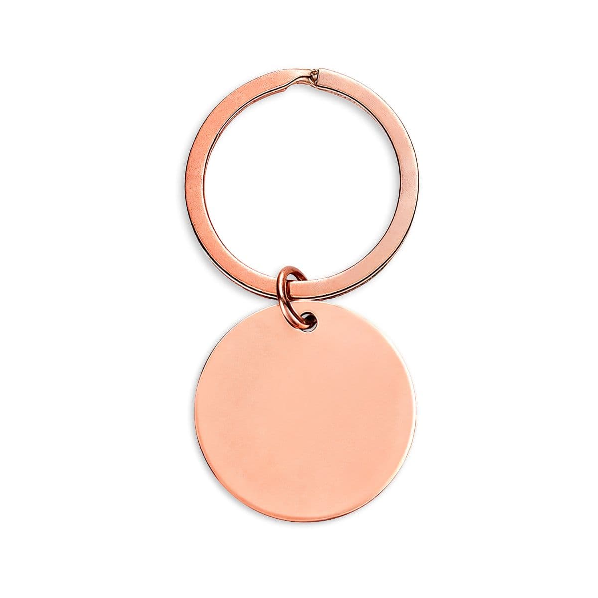 Plain misty rose stainless steel round keychain (engraving), front view