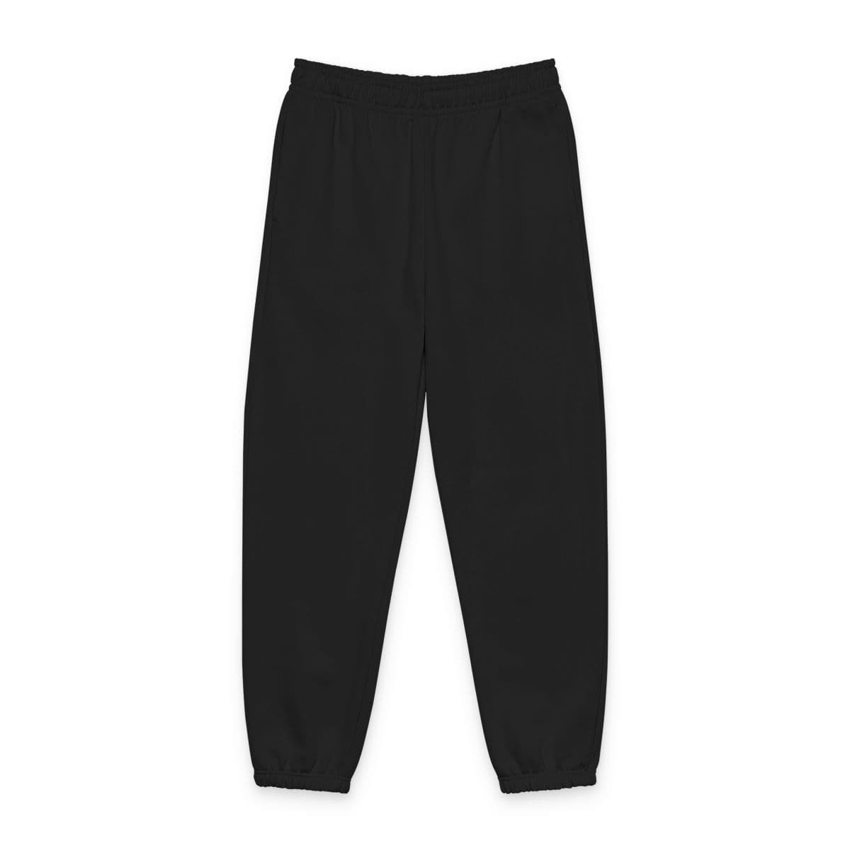 Plain black unisex heavyweight sweatpants, front view