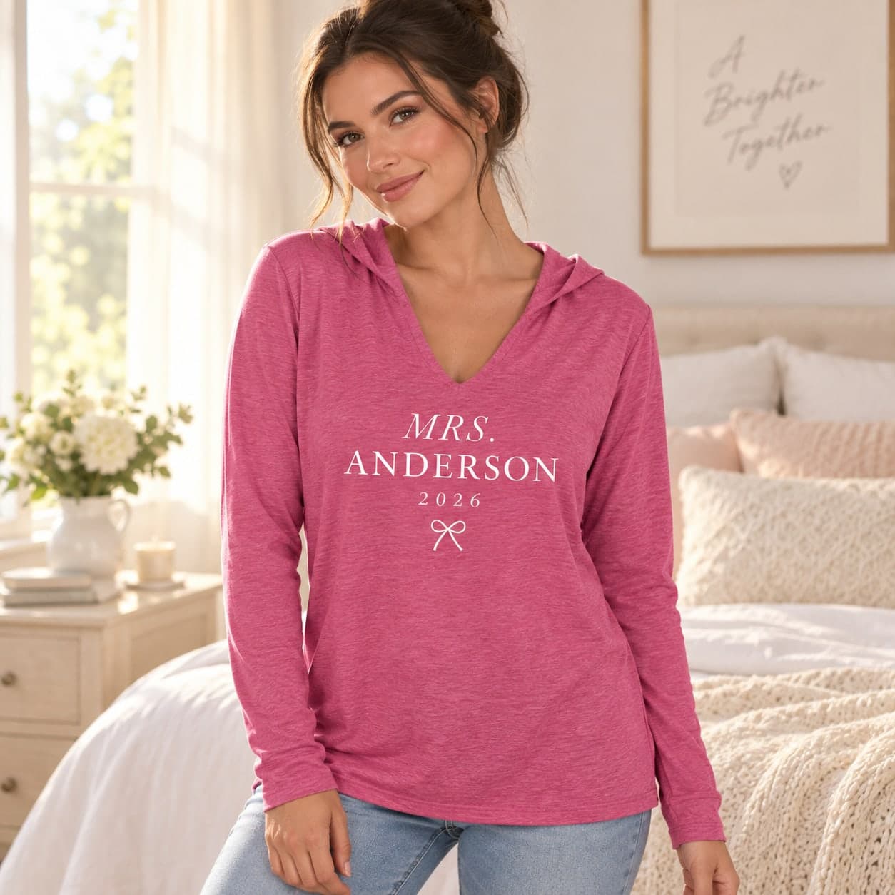 Custom Women's Tri-Blend Long Sleeve Hoodie with Your Photo or Text