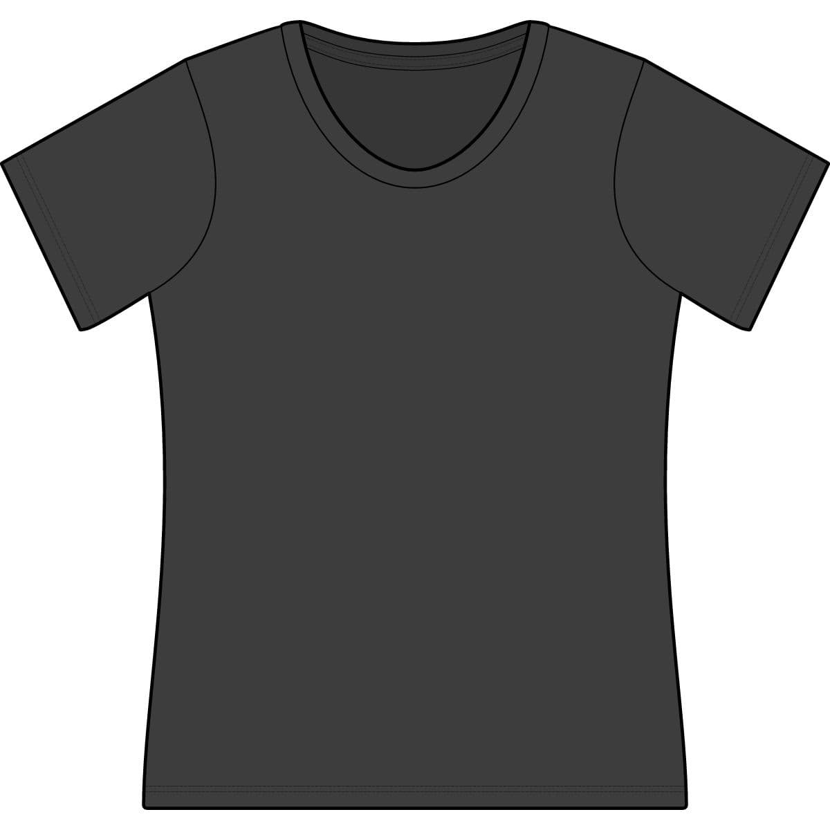 Plain black women's v.i.t. rib scoop neck tee, front view