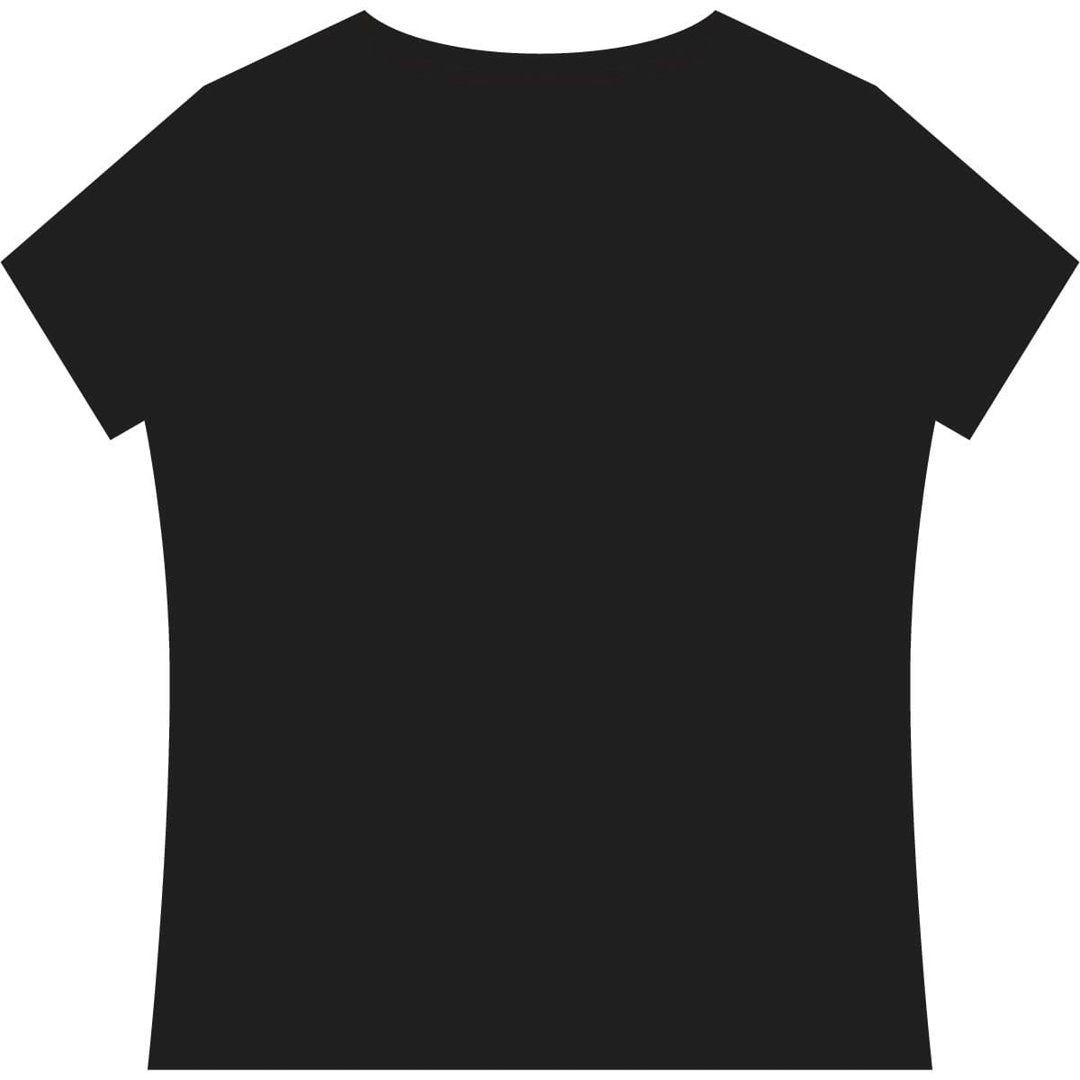 Plain black women's re-tee v-neck, front view