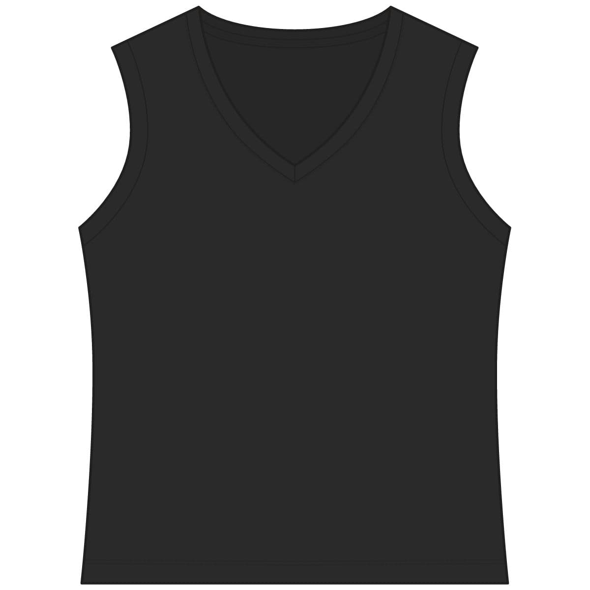 Plain black women's sleeveless posicharge competitor v-neck tee, front view