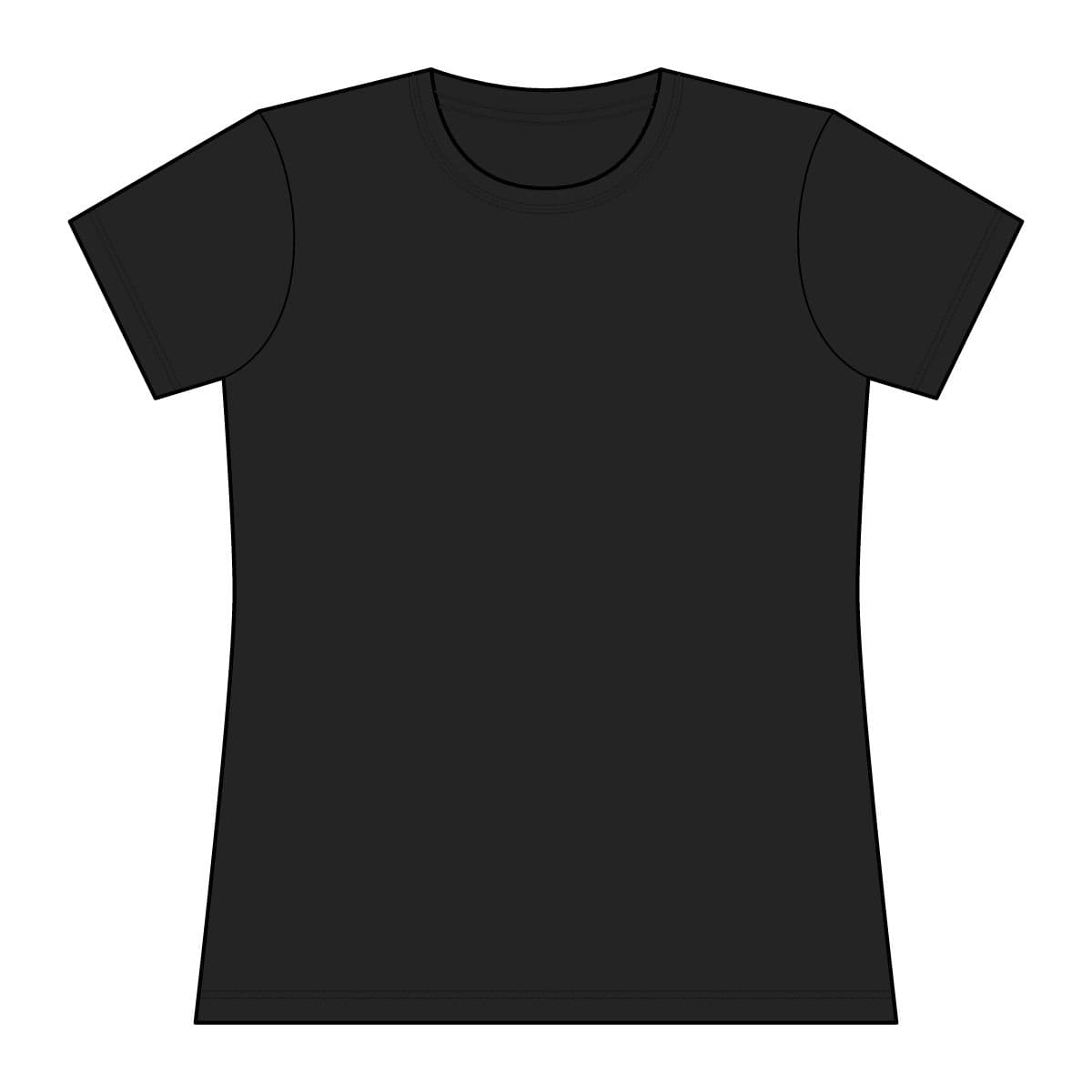 Plain black women's rashguard tee, front view