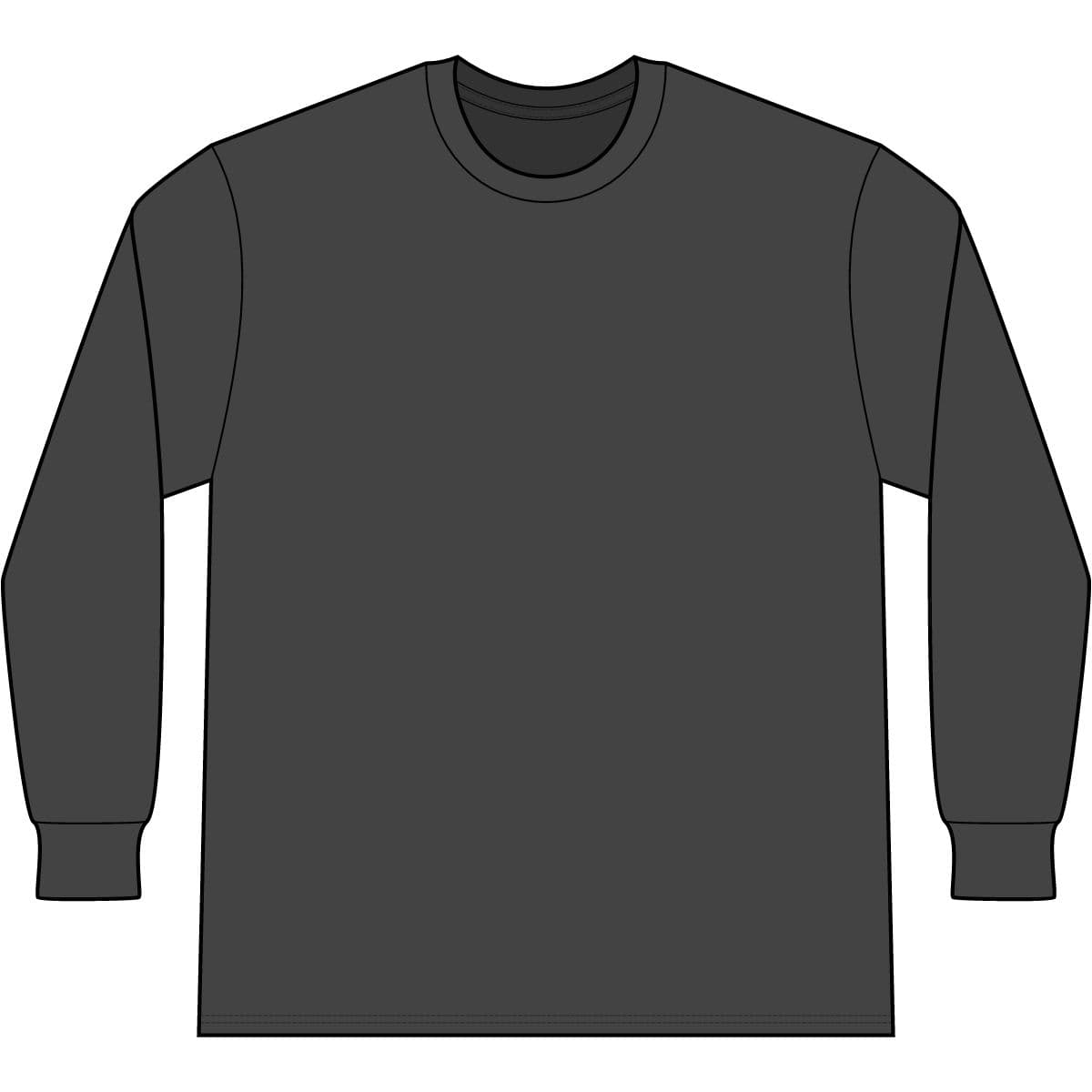 Plain charcoal long sleeve core cotton tee, front view