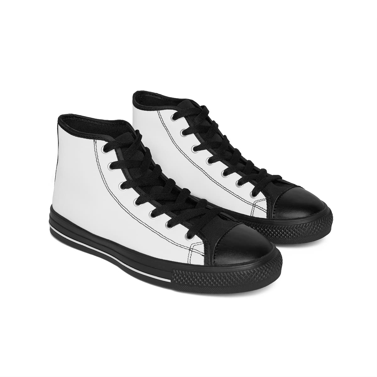 Plain black sole men's classic sneakers, front view