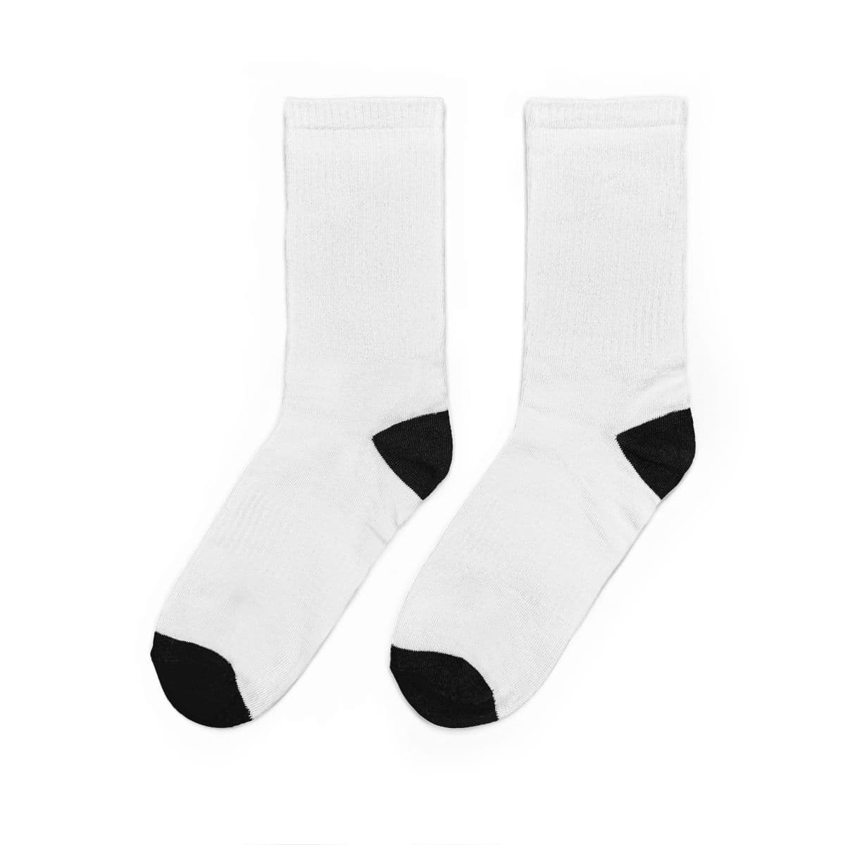 Plain white unisex padded crew socks (dtg), front view