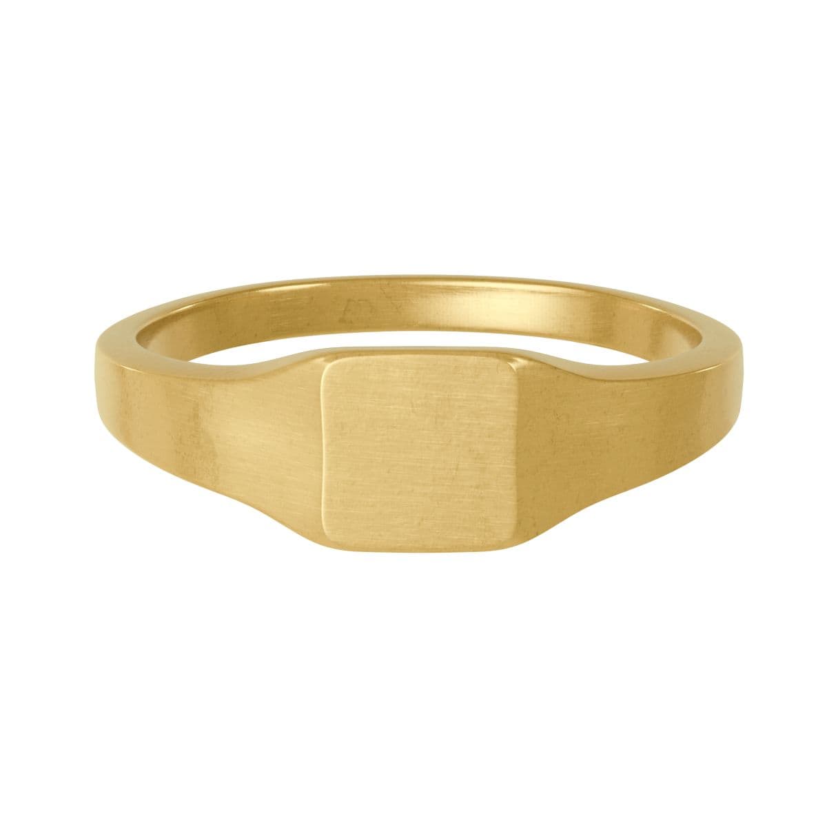 Plain 18k gold pvd coating stainless steel square signet ring (engraving), front view