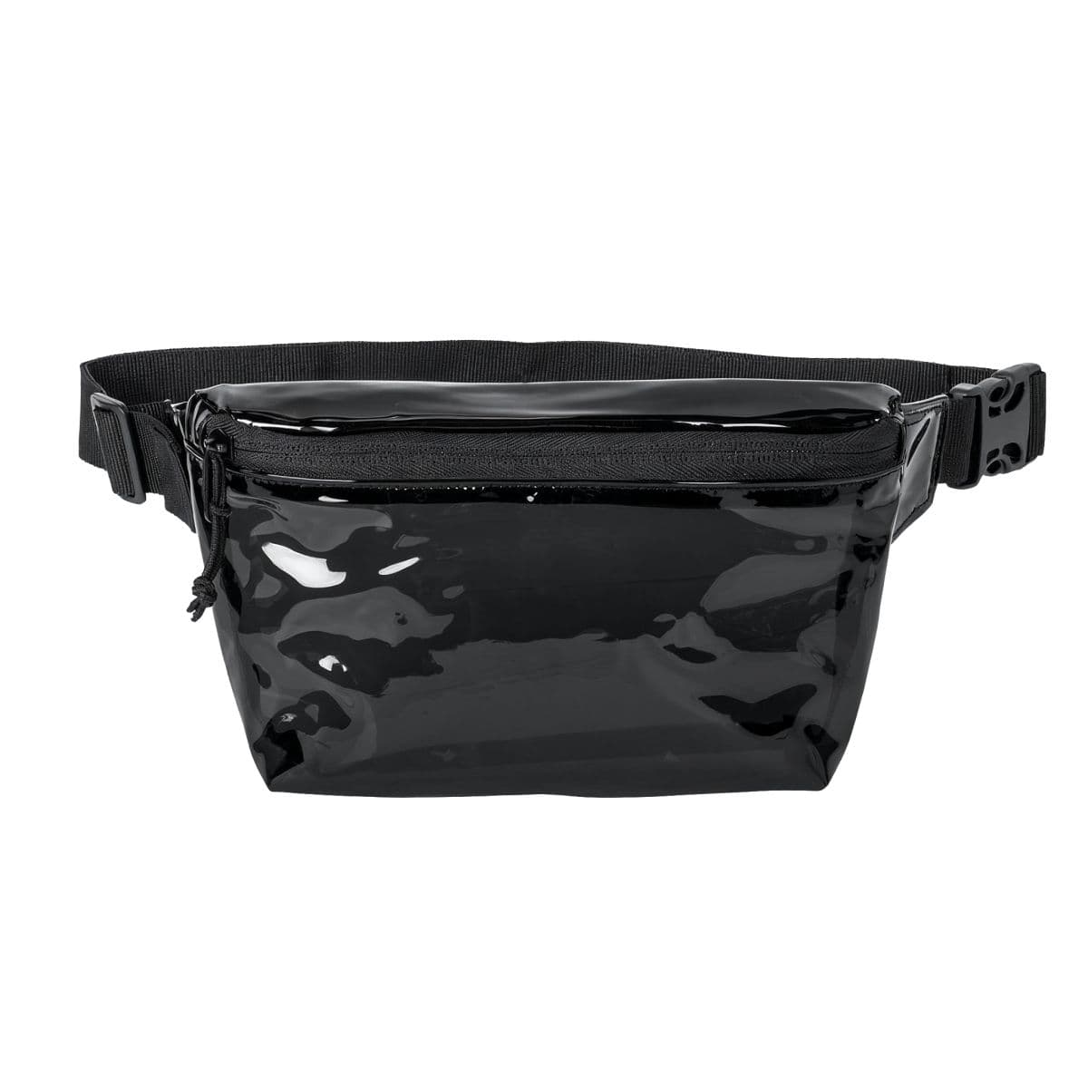 Plain black smoke/black transparent fanny pack, front view