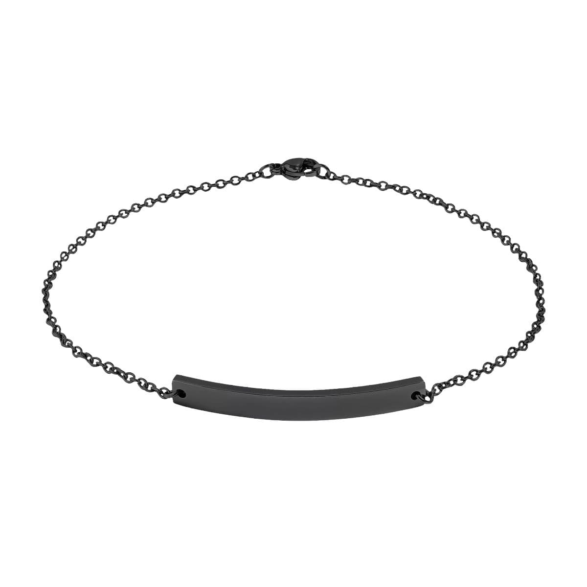 Plain black curved bar anklet (engraving), front view