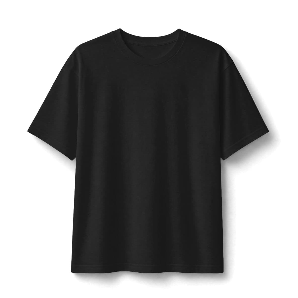 Plain black unisex 7.5-ounce heavyweight tee, front view