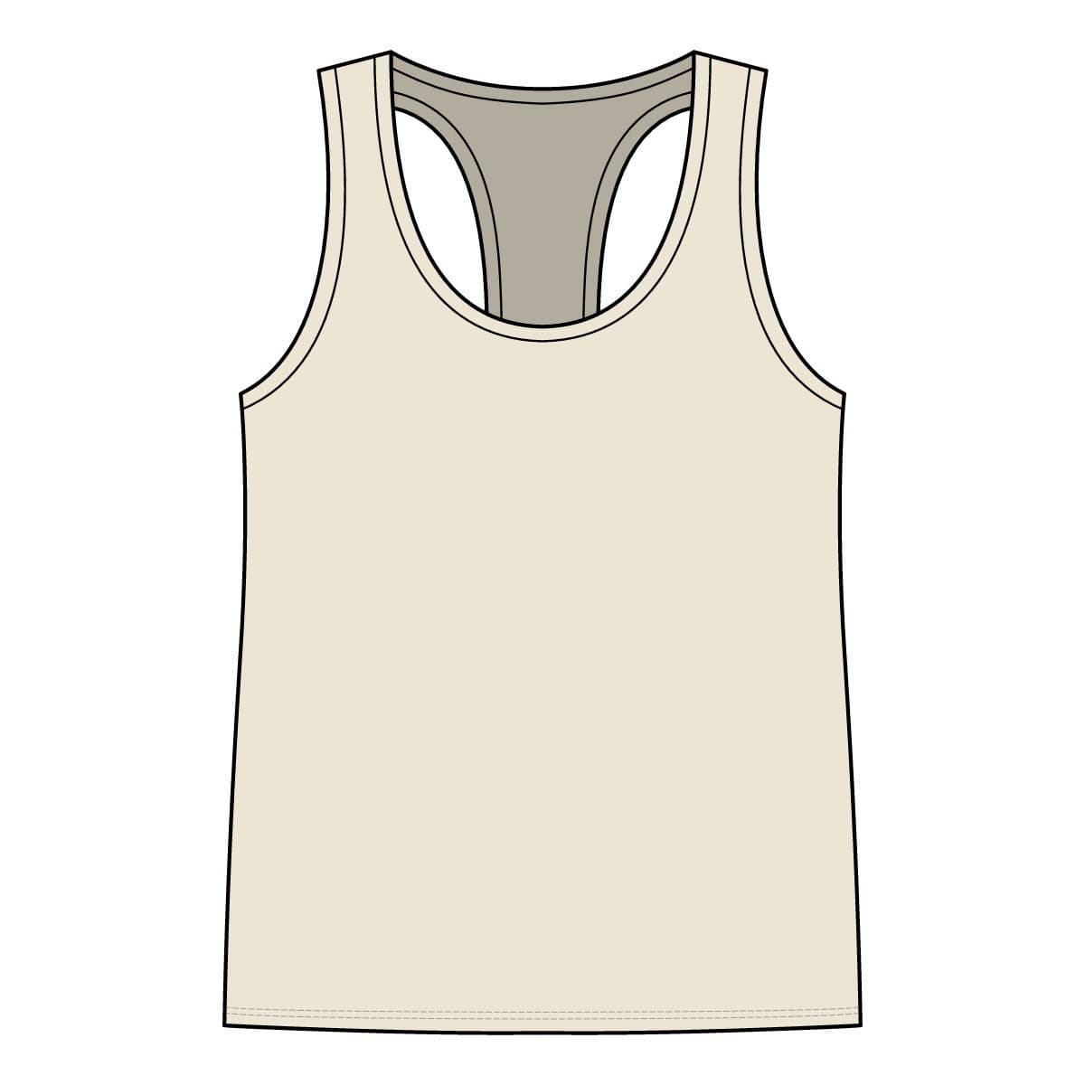 Plain natural women's jersey racerback tank, front view