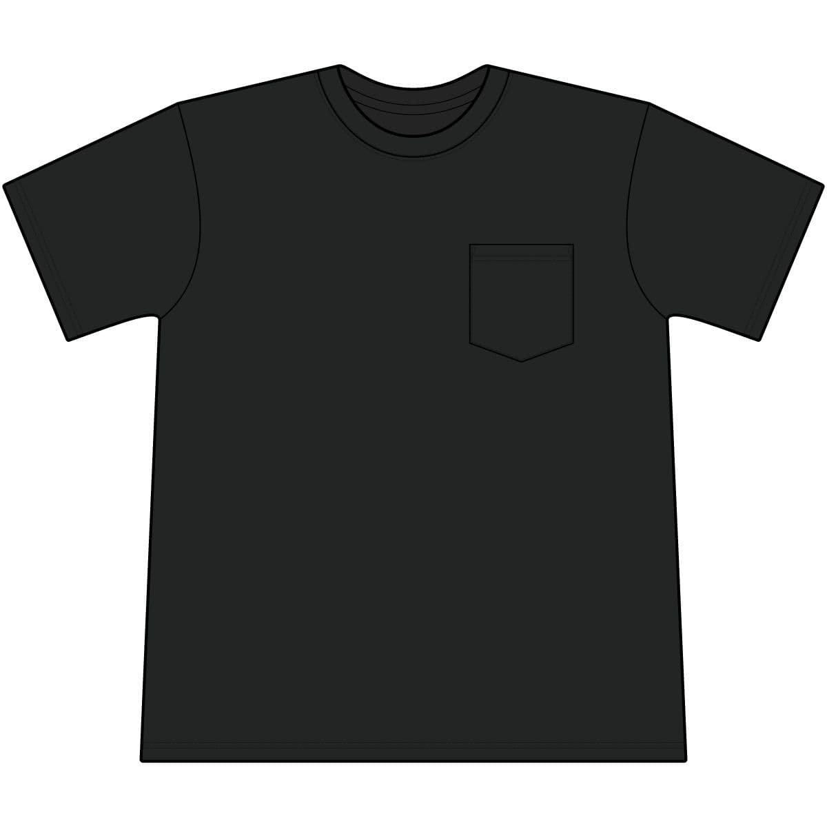 Plain black cotton pocket tee, front view