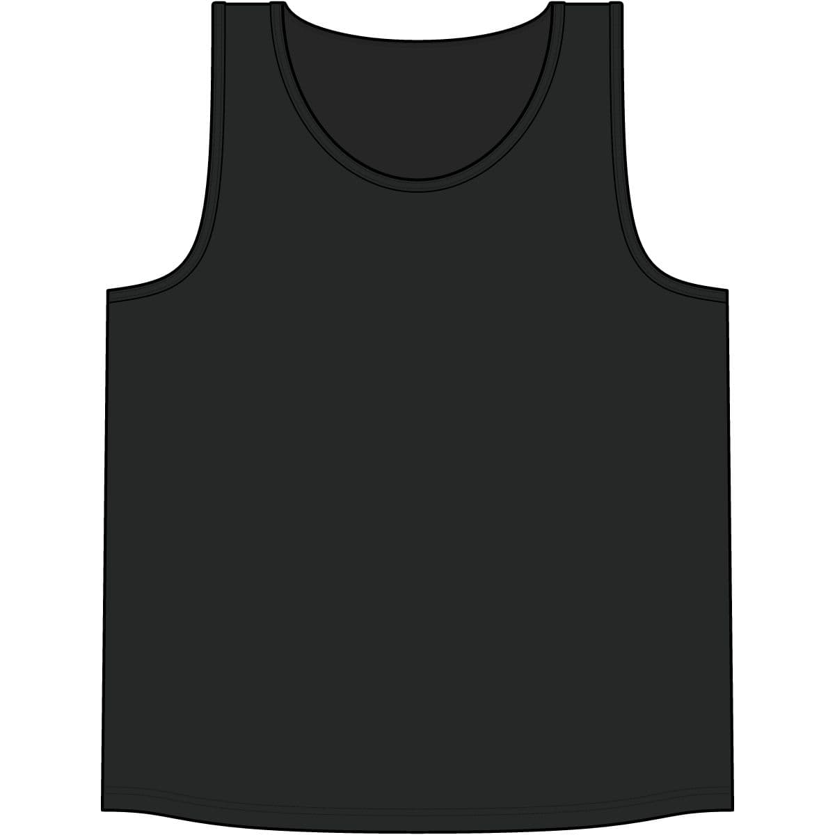 Plain black/ heather gray cotton muscle tank, front view