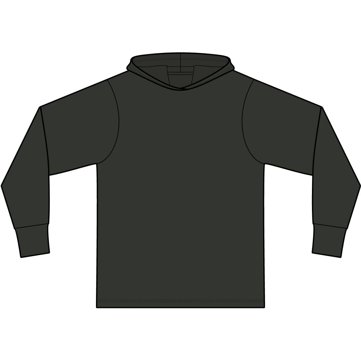 Plain black garment-dyed pullover hooded tee, front view