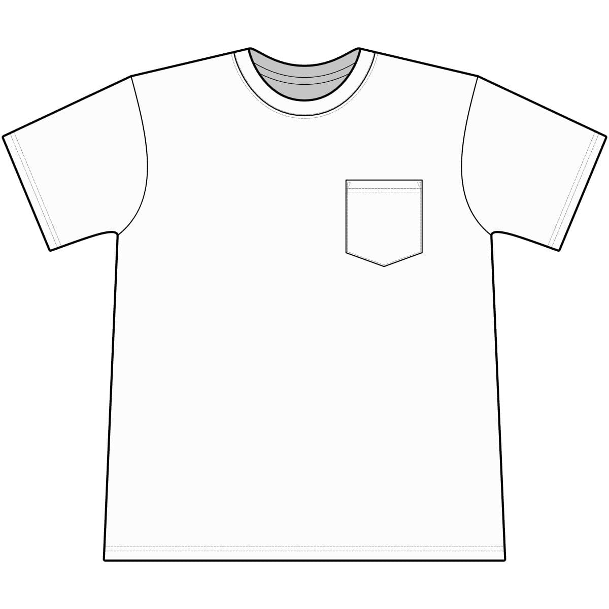 Plain white garment-dyed pocket tee, front view