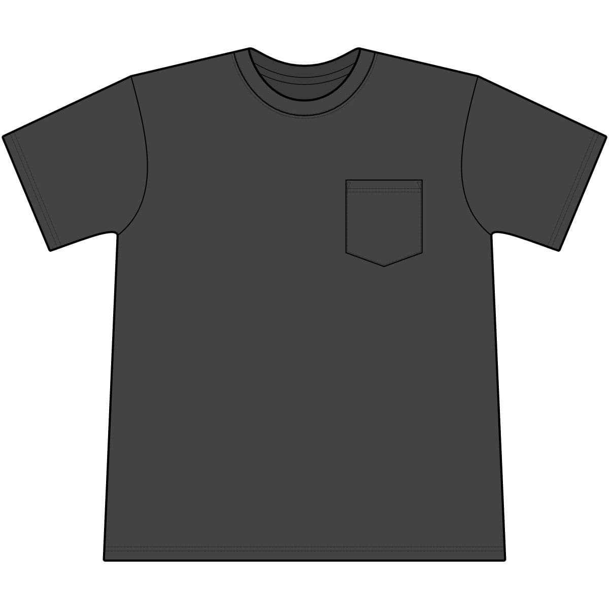 Plain charcoal core blend pocket tee, front view