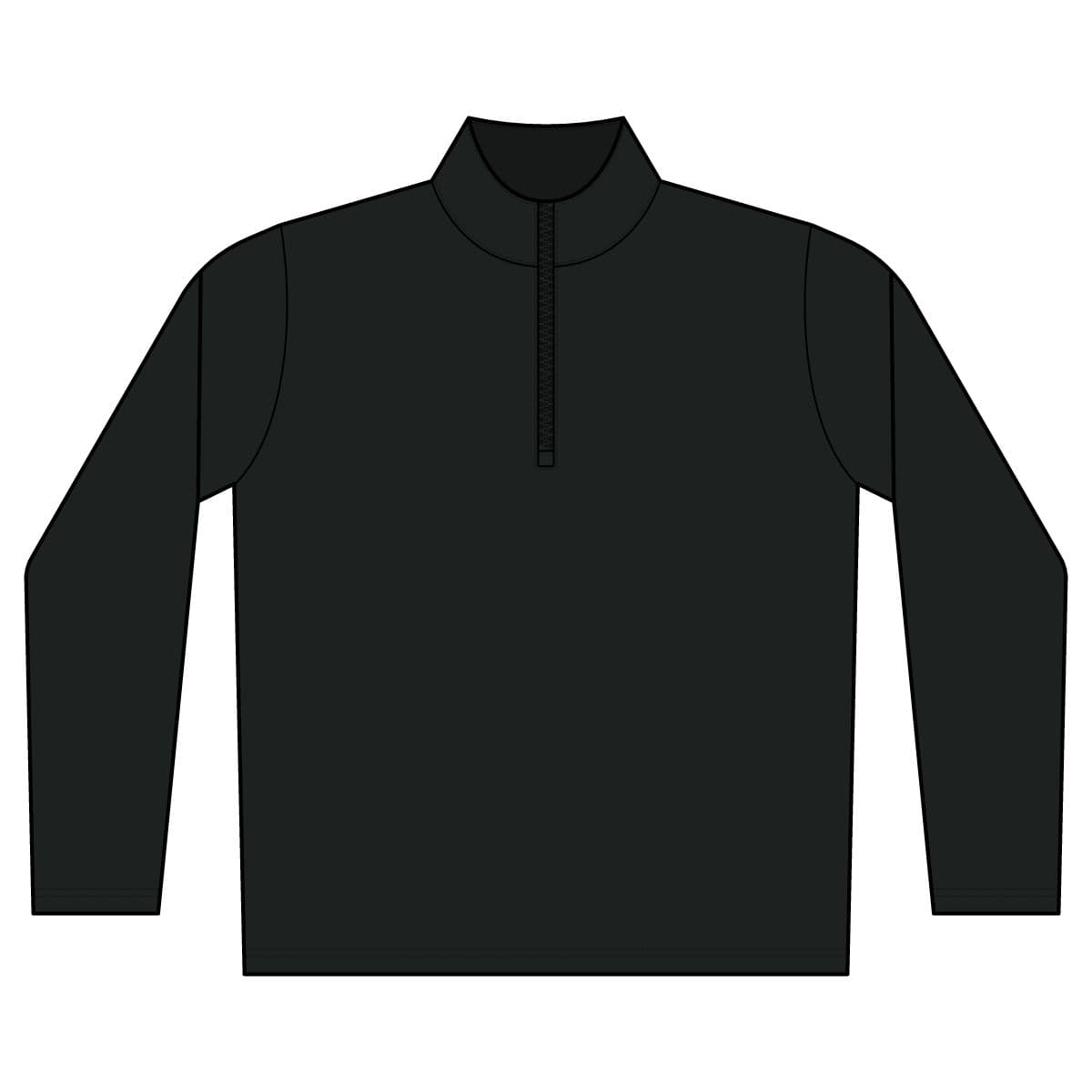 Plain black micropique sport-wick 1/4-zip, front view