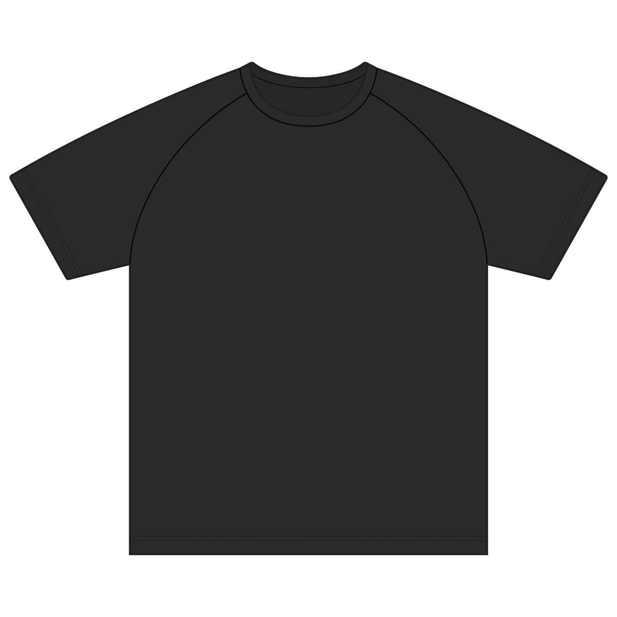 Plain black dry zone short sleeve raglan t-shirt, front view