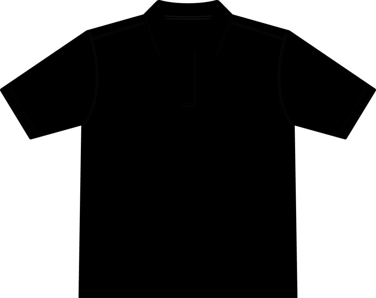 Plain black workwear pro polo, front view