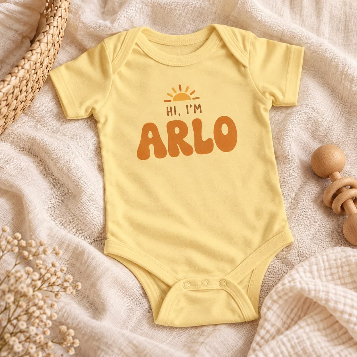 Custom Fine Jersey Cotton Baby Onesie with Your Photo or Text