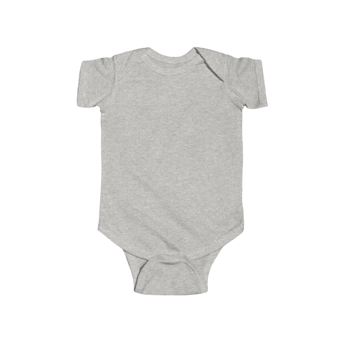 Plain ash infant fine jersey bodysuit, front view