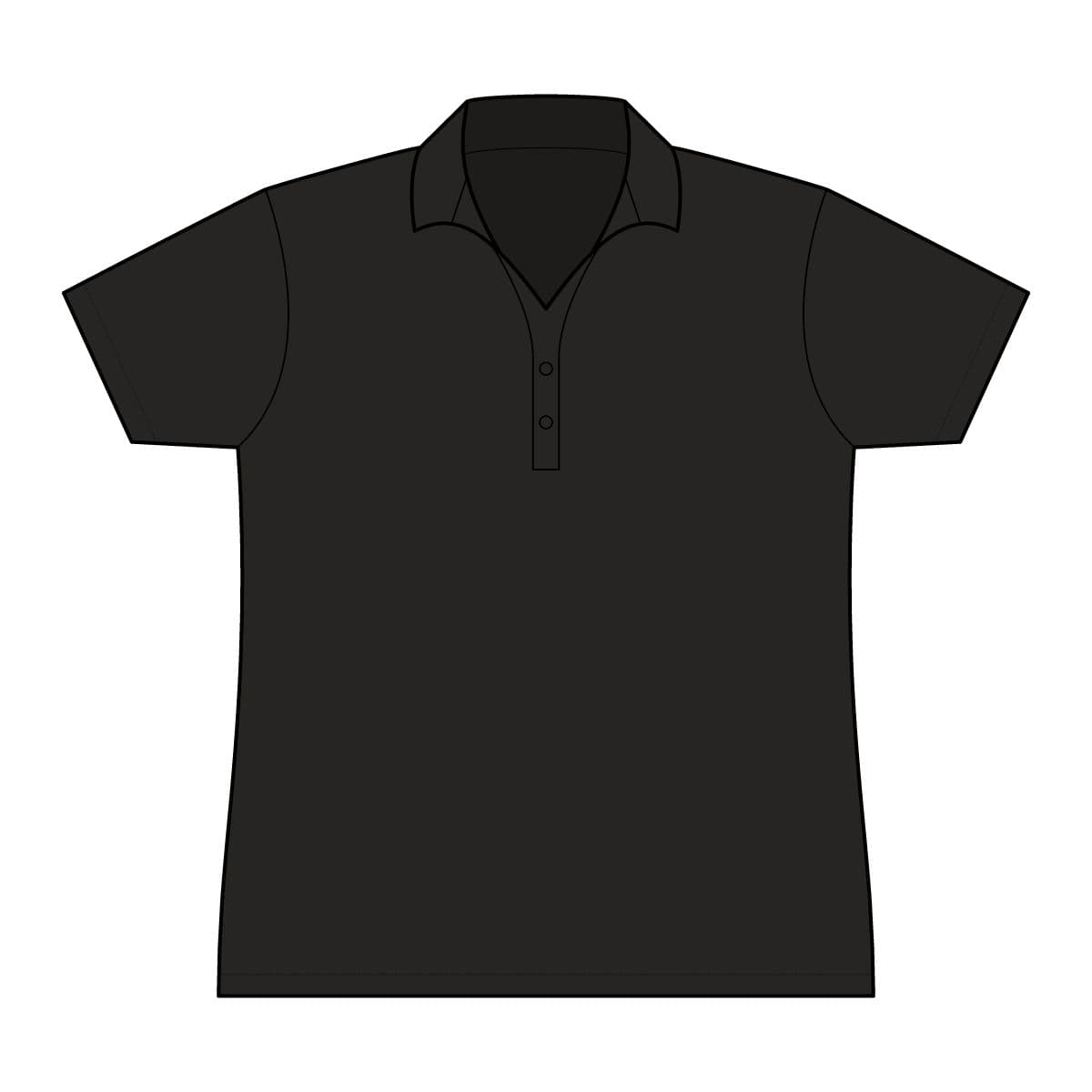 Plain black women's posicharge re-compete polo, front view