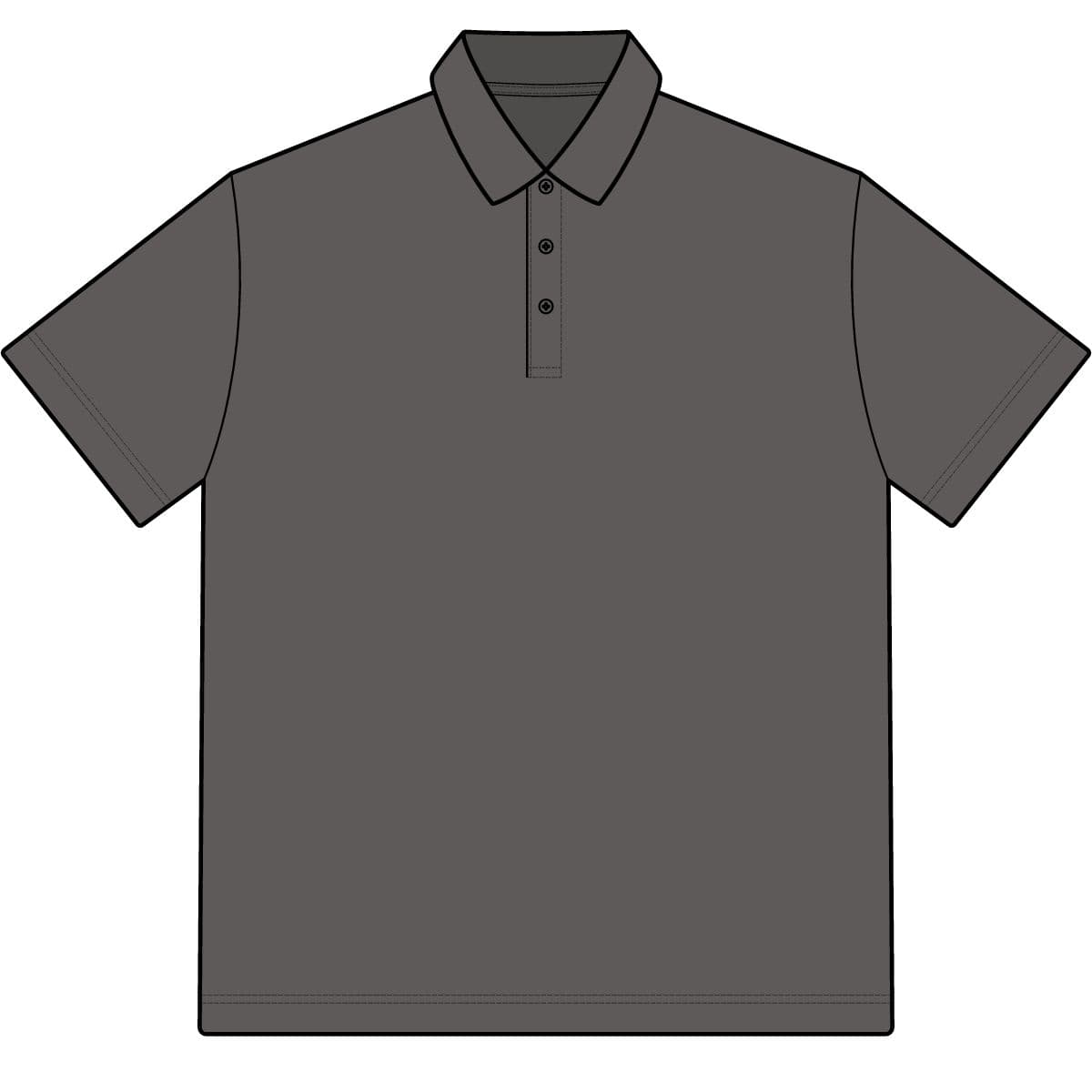 Plain charcoal combed ring spun pique polo, front view