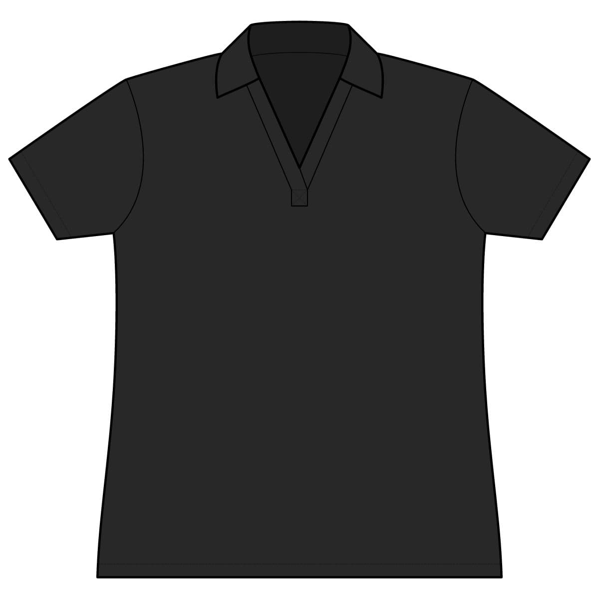 Plain black triad solid women's posicharge tri-blend wicking polo, front view
