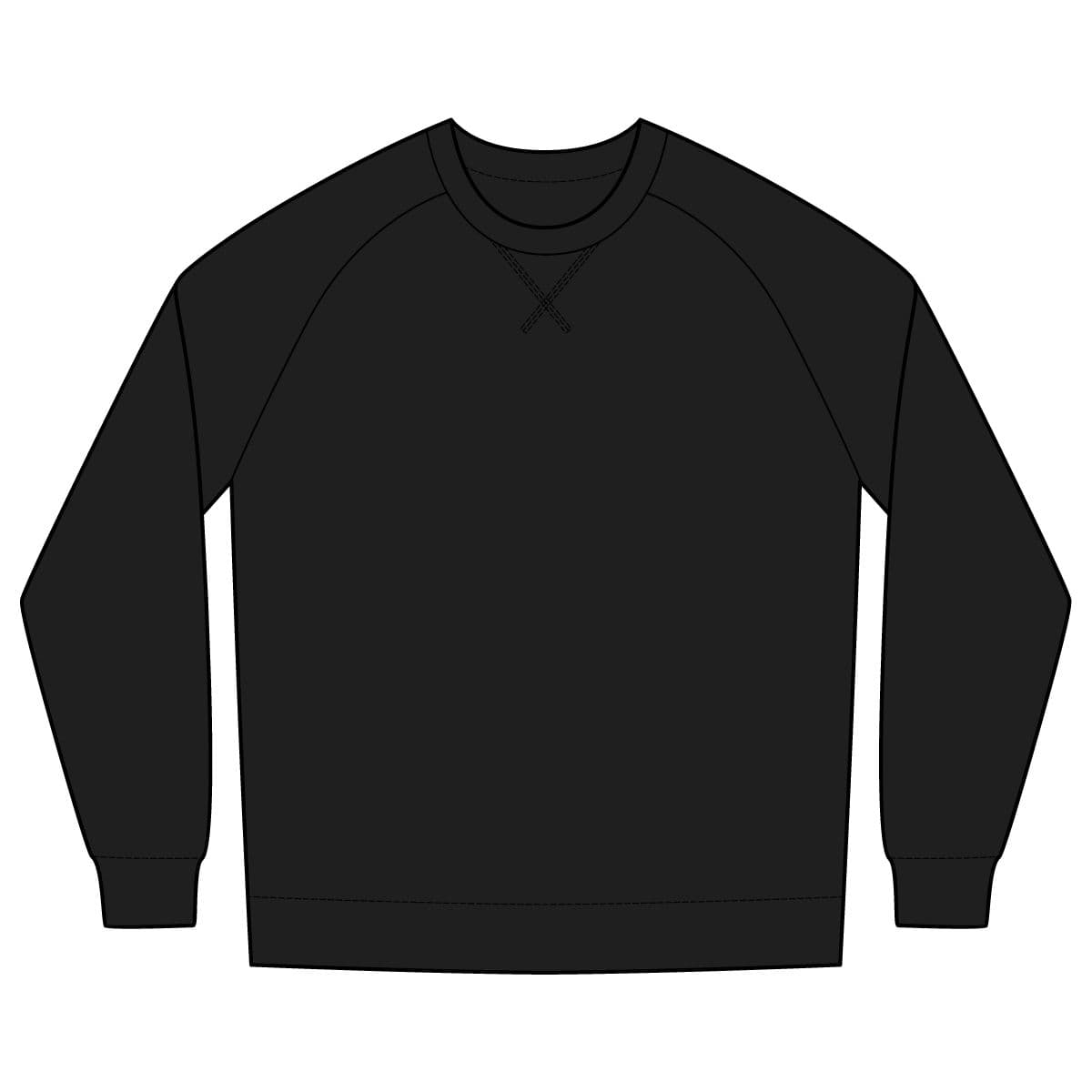 Plain deep black unisex organic french terry crewneck sweatshirt, front view