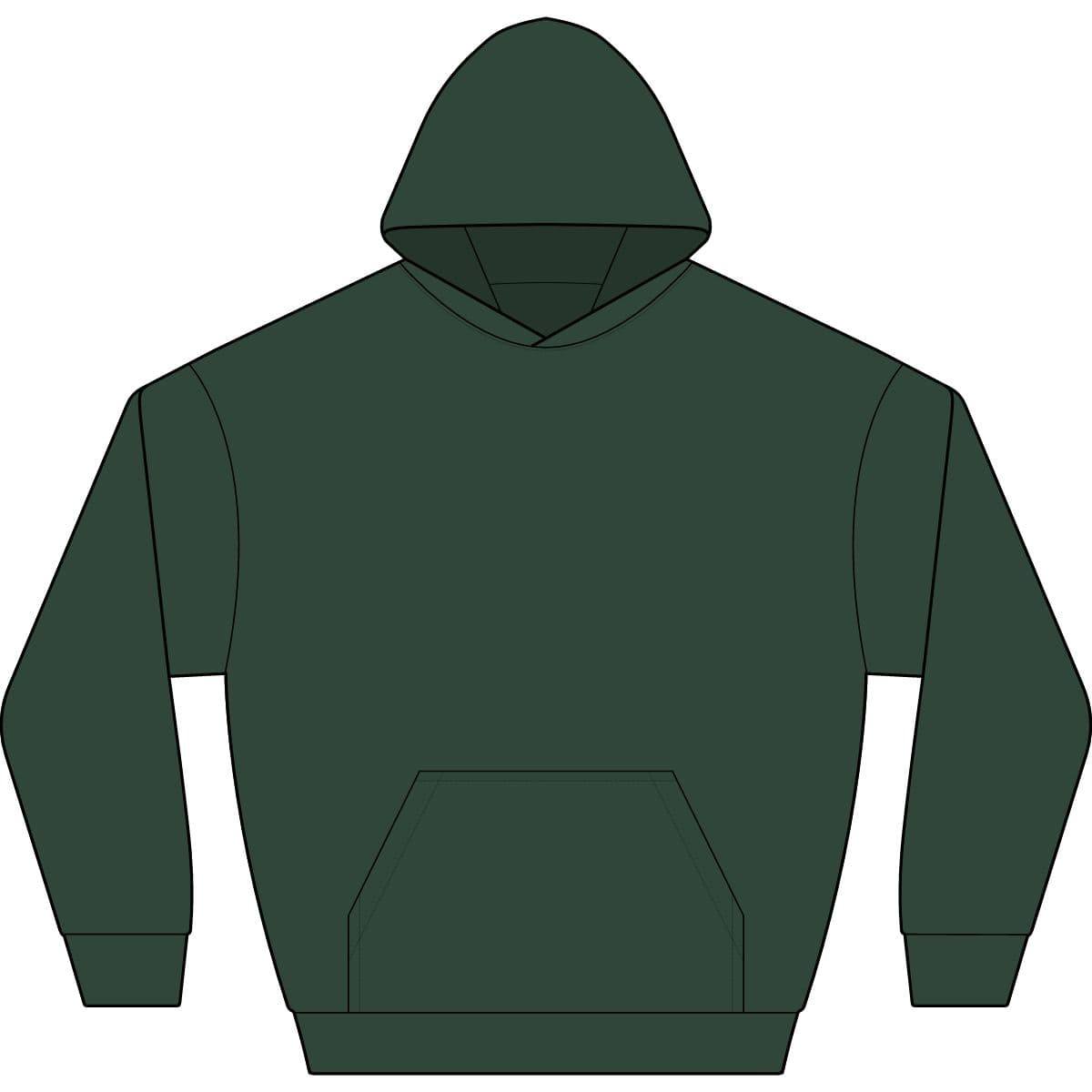 Plain forest green v.i.t. heavyweight fleece hoodie, front view