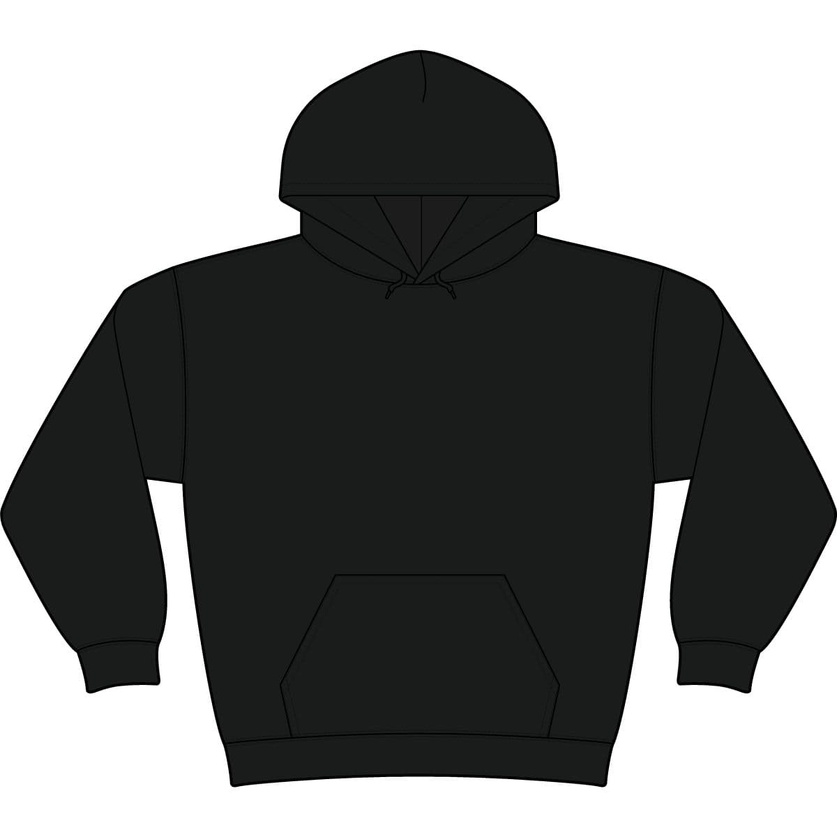 Plain black ink unisex hooded sweatshirt, front view