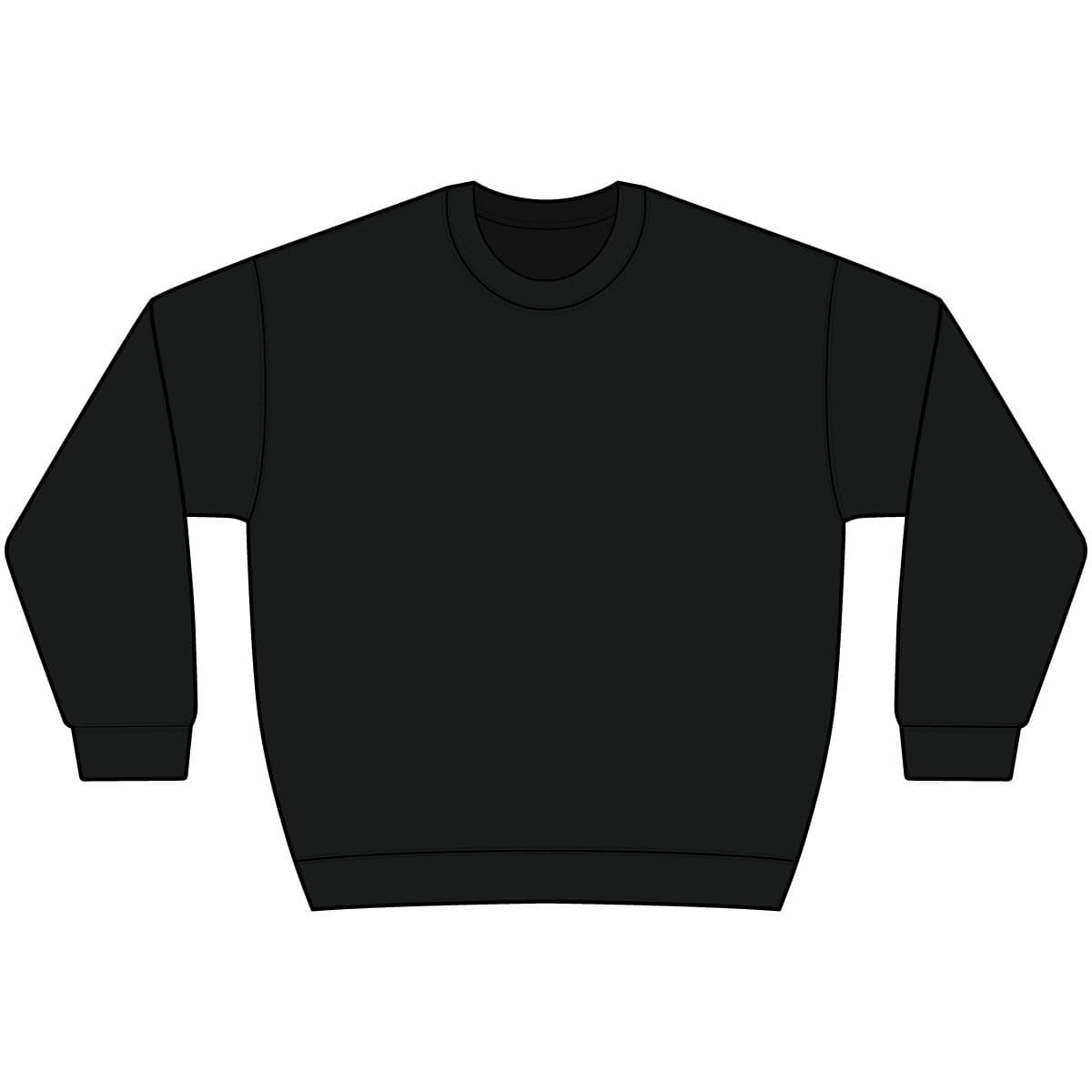 Plain black ink unisex cvc ring spun crewneck sweatshirt, front view