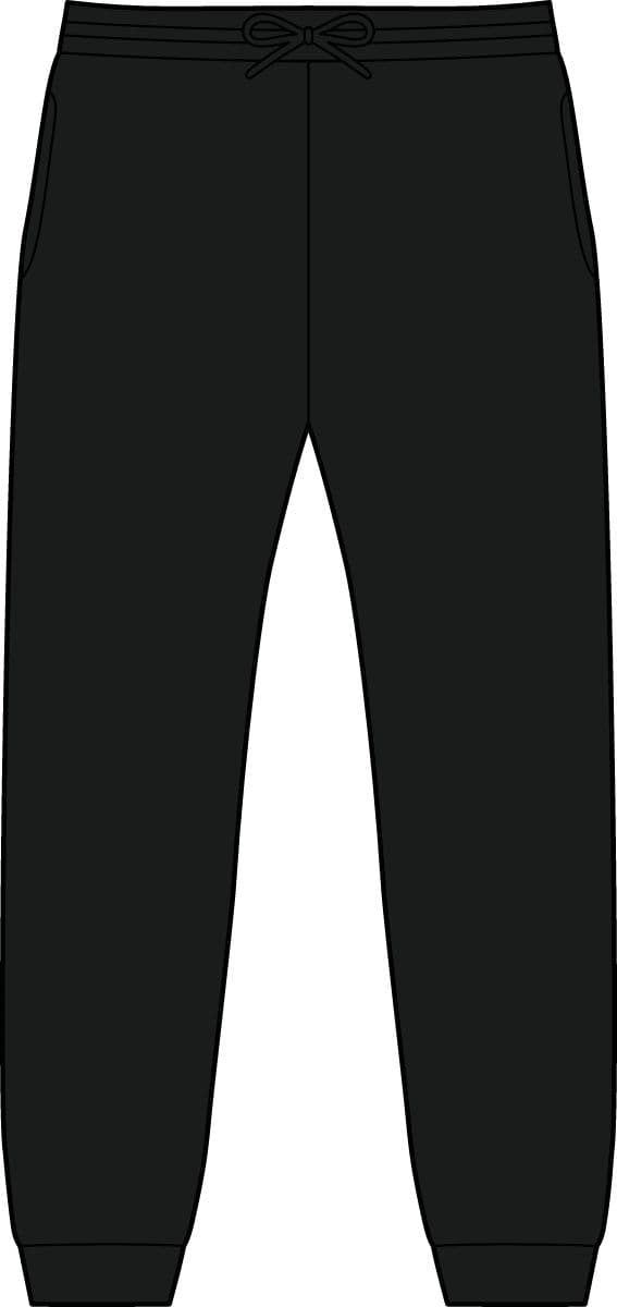 Plain black ink unisex cvc ring spun pocket jogger, front view