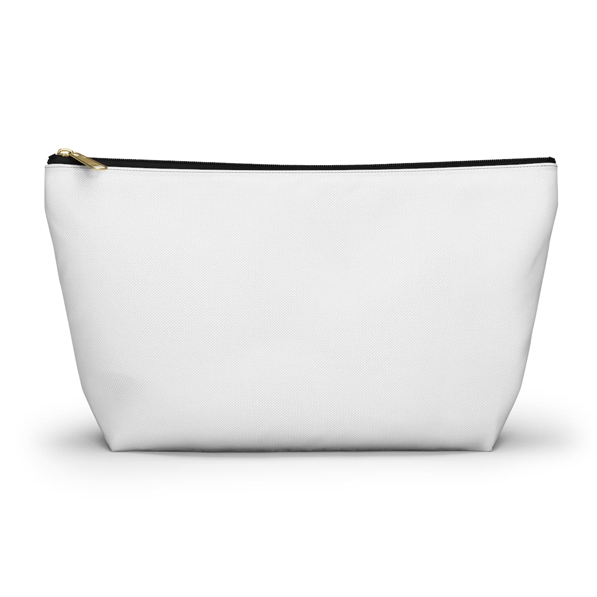 Plain black zipper accessory pouch w t-bottom, front view