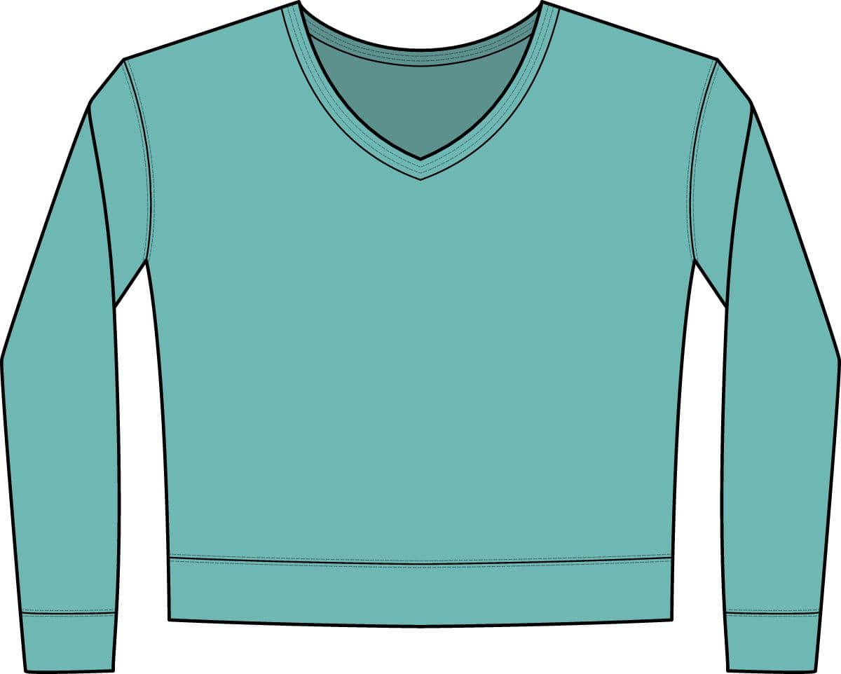 Plain cool mint cloud tie-dye v-neck sweatshirt, front view
