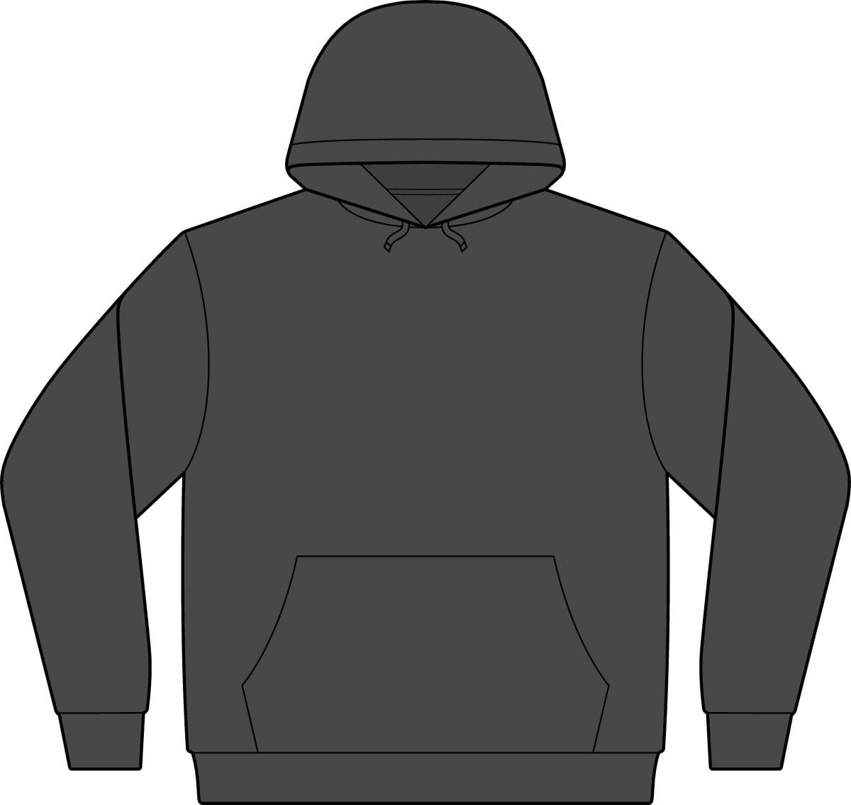 Plain dark heather grey women's core fleece pullover hooded sweatshirt, front view
