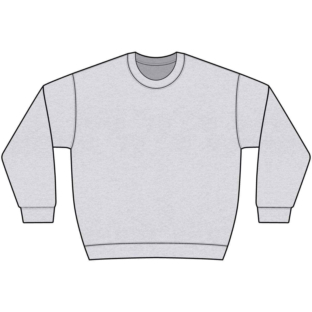 Plain ash core fleece crewneck sweatshirt, front view