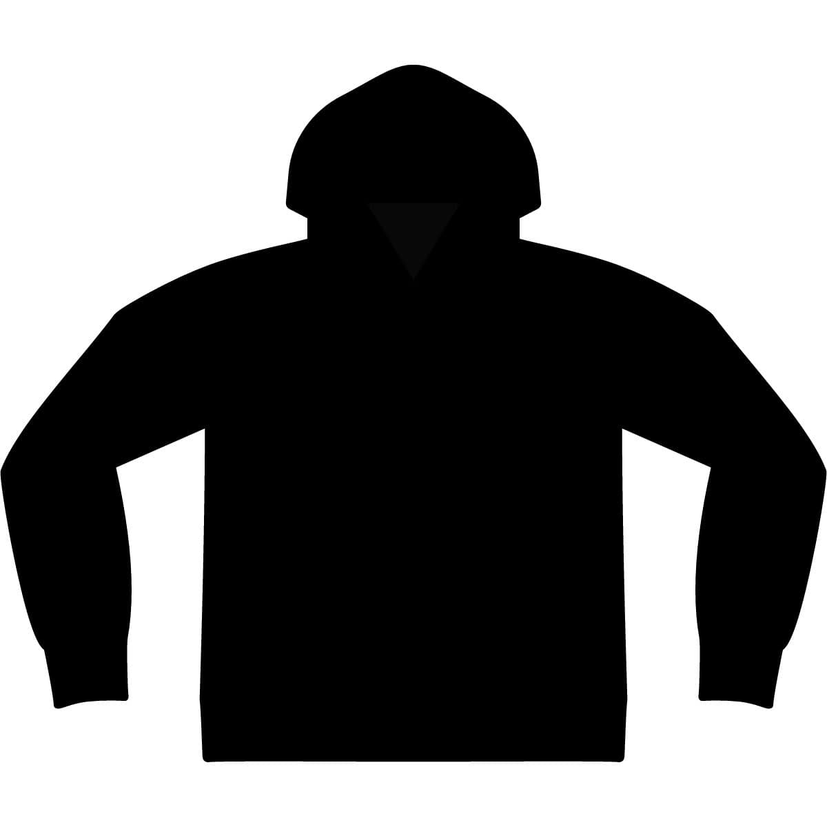 Plain black tech fleece hooded sweatshirt, front view