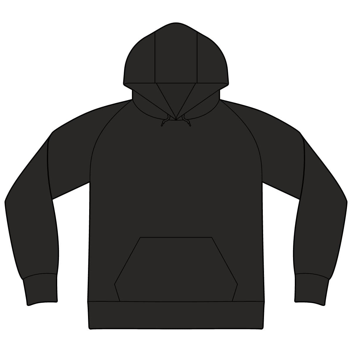 Plain black/ gold sleeve stripe pullover hooded sweatshirt, front view