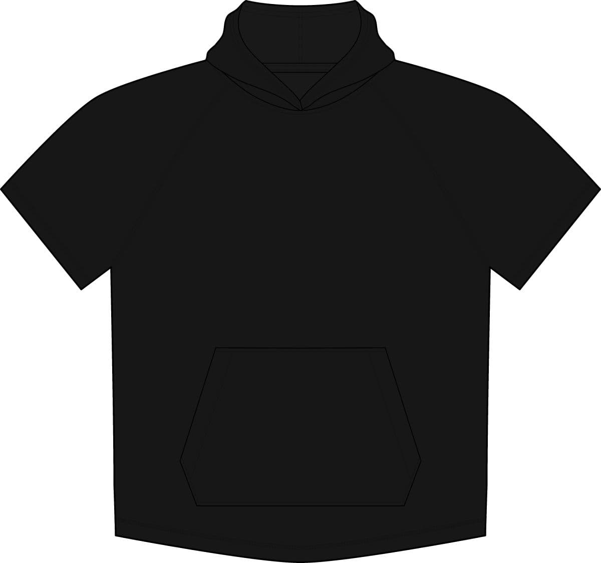 Plain black triad solid posicharge tri-blend wicking short sleeve hoodie, front view
