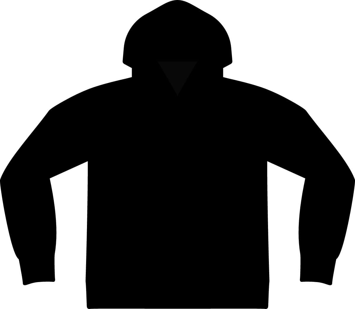 Plain black posicharge strive hooded pullover, front view